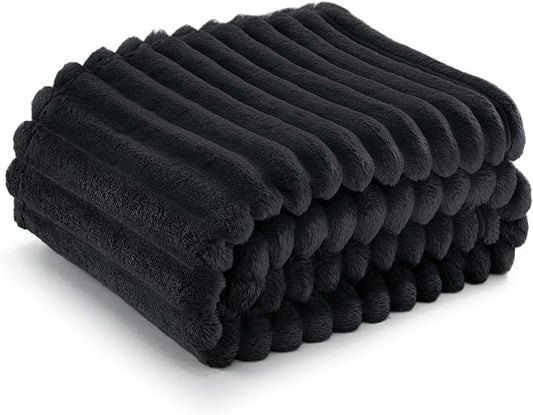 Black Throw Blanket for Couch - GentleSoft Cozy Soft Blankets for Women, Cute Small Fleece Throws for Girls, 50x60 Inches